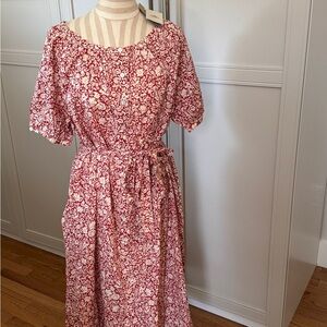 Floral Red and White Carmel Women's Dress